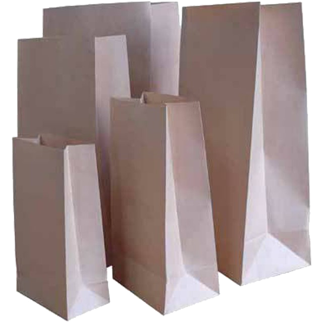 Бумажный крафт пакет коричневый (120+80)х340 мм на вынос 2 кг