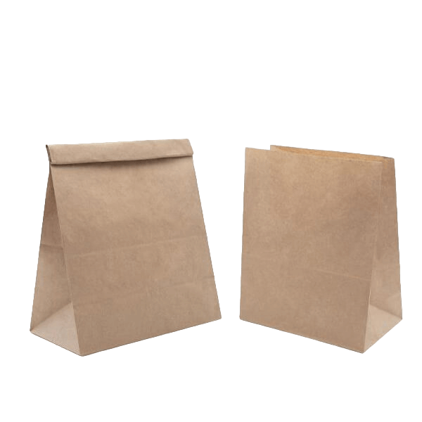 Бумажный крафт пакет коричневый (180+120)х280 мм на вынос 2 кг