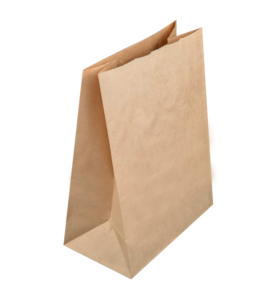 Бумажный крафт пакет коричневый (120+80)х330 мм на вынос 2 кг