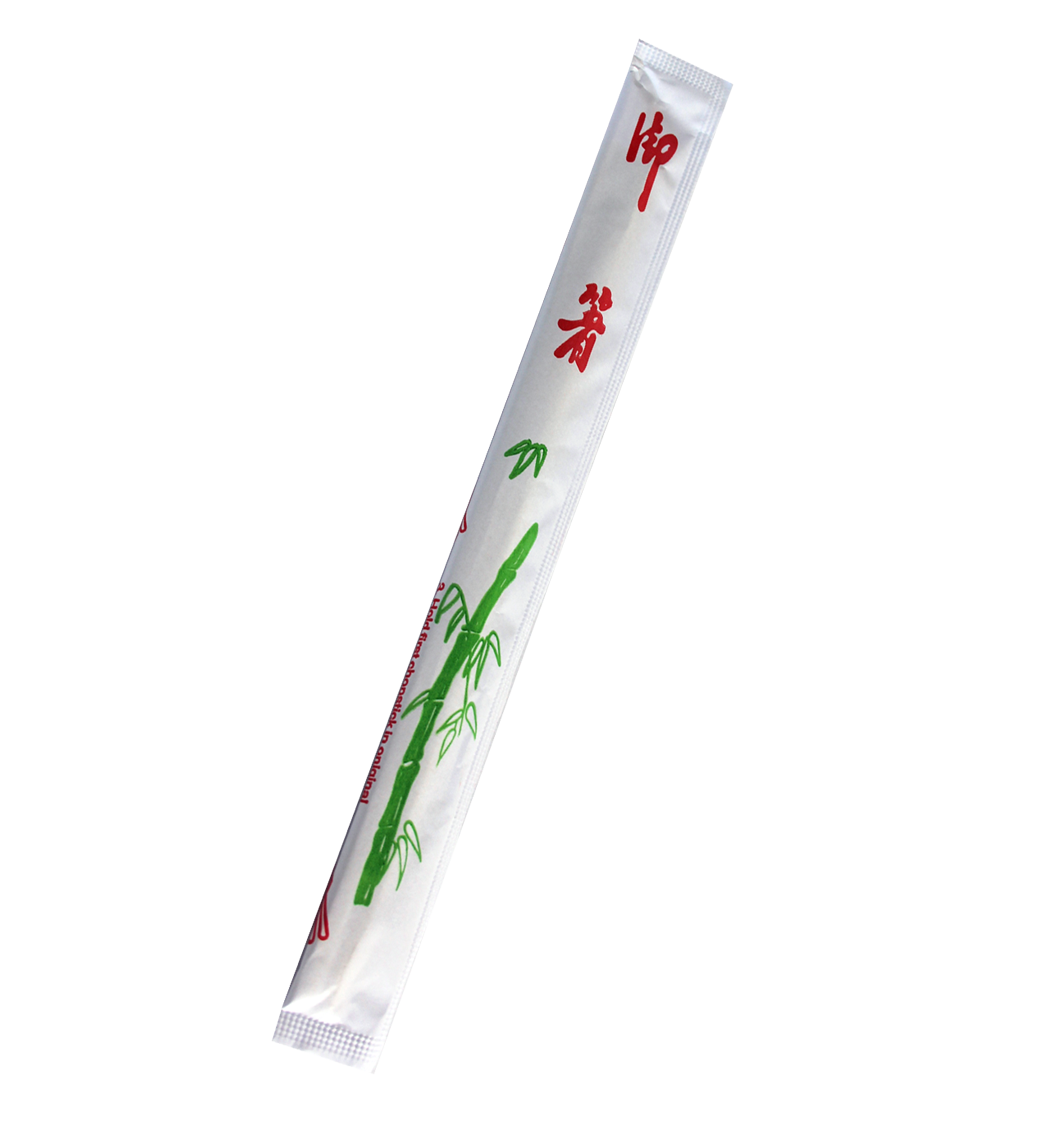 Палочки для еды китайские, 4 мм, пара в индивидуальной бумажной упаковке