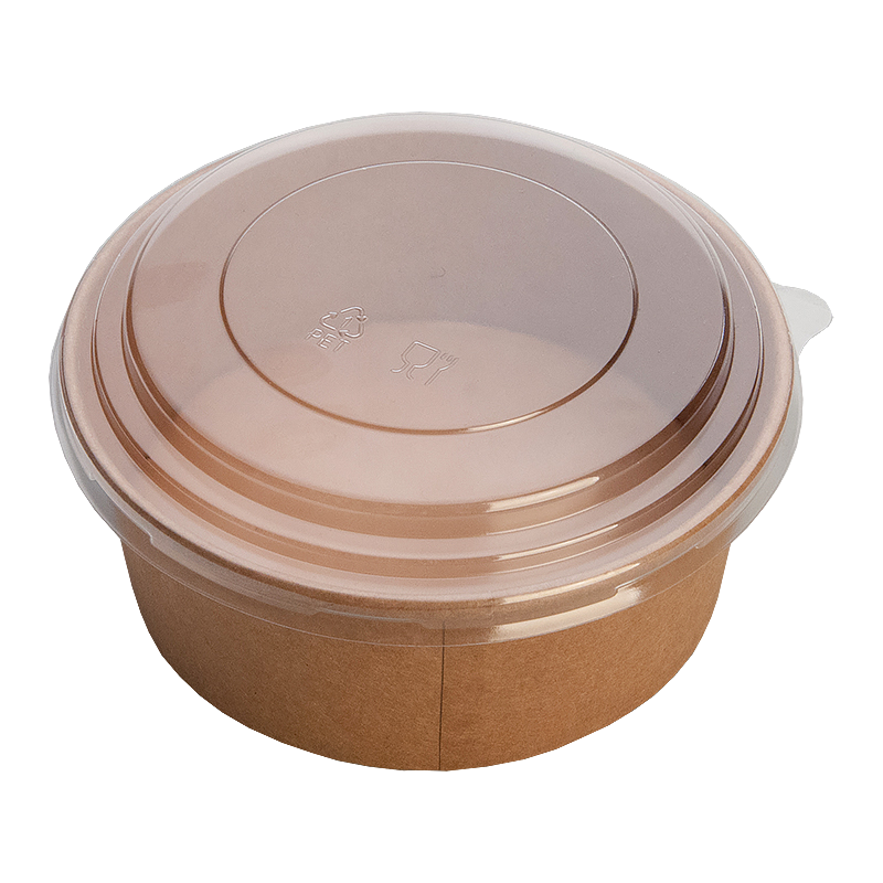 Упаковка-салатник с пластиковой крышкой 'DoEco' Pure Kraft ECO RCONT 1420 мл крафт