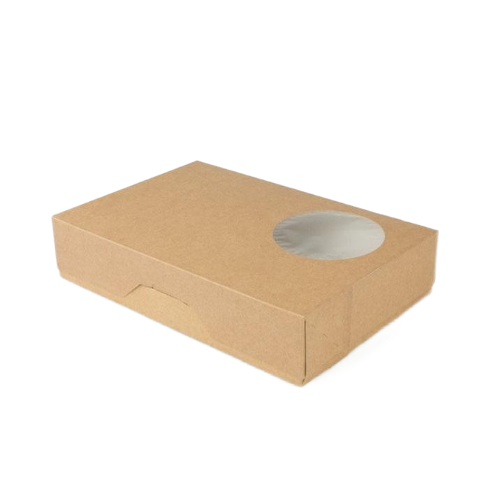 Коробка DoEco для пончиков с окном 185х270х55 мм крафт