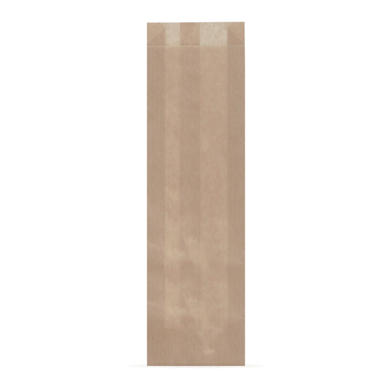 Бумажный крафт пакет коричневый (100+50)х300 мм без печати 