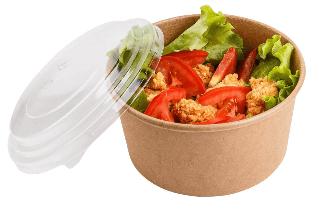 Упаковка-салатник с пластиковой крышкой 'DoEco' Pure Kraft ECO RCONT 1120 мл крафт