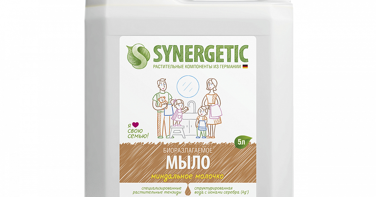 Мыло жидкое для рук "Синергетик Миндальное молочко" 5 л оптом от ...